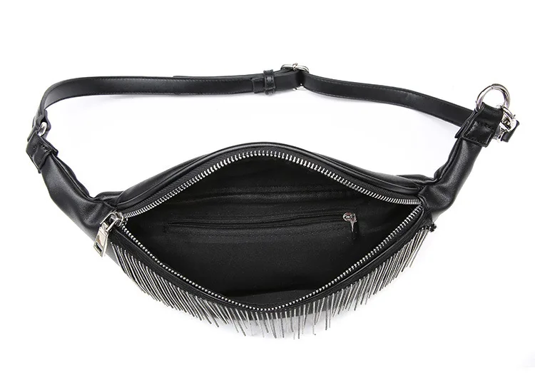 Мода 2019 Fanny Pack для женщин поясная сумка из искусственной кожи чехол пара панк кисточкой живота ремень Мини ноги телефон сумка
