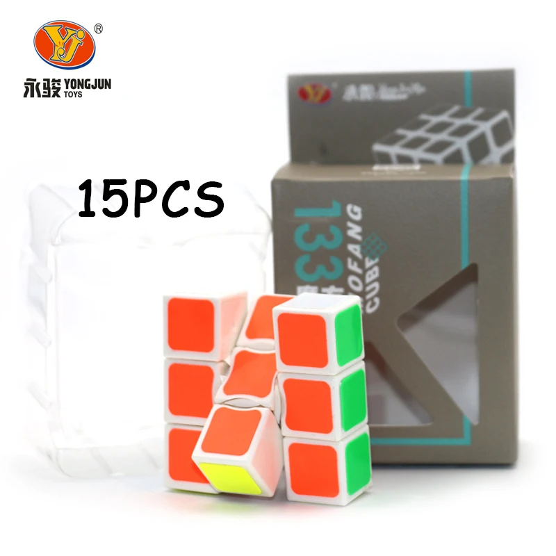 

15PCS YJ YongJun 133 White Magic cube Speed Twist Puzzle Neo Cube Colorful sticker Puzzle cube Educational Toys For Children