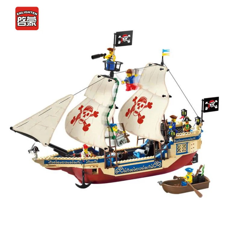 new enlighten 311 487pcs pirate ship model building kits