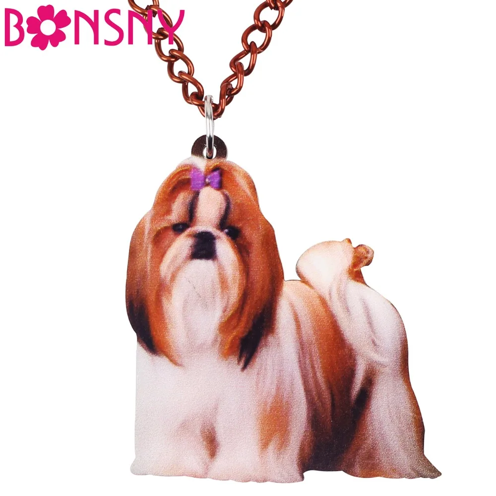 Bonsny акриловая мультяшная милая китайская Shih Tzu искусственная цепь чокер животные