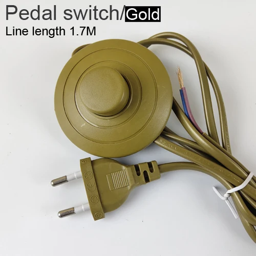 Штепсельная Вилка европейского стандарта с проводом переключателя 1,7 м, диммер, черный/белый кабель для настольной лампы для торшера, 110-220 В, электрический провод - Цвет: Pedal Switch
