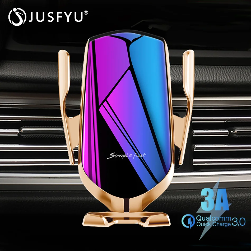 

10W Wireless Car Charger R1 Automatic Clamping Fast Charging Phone Holder Mount in Car for iPhone xr Huawei Samsung Smart Phone