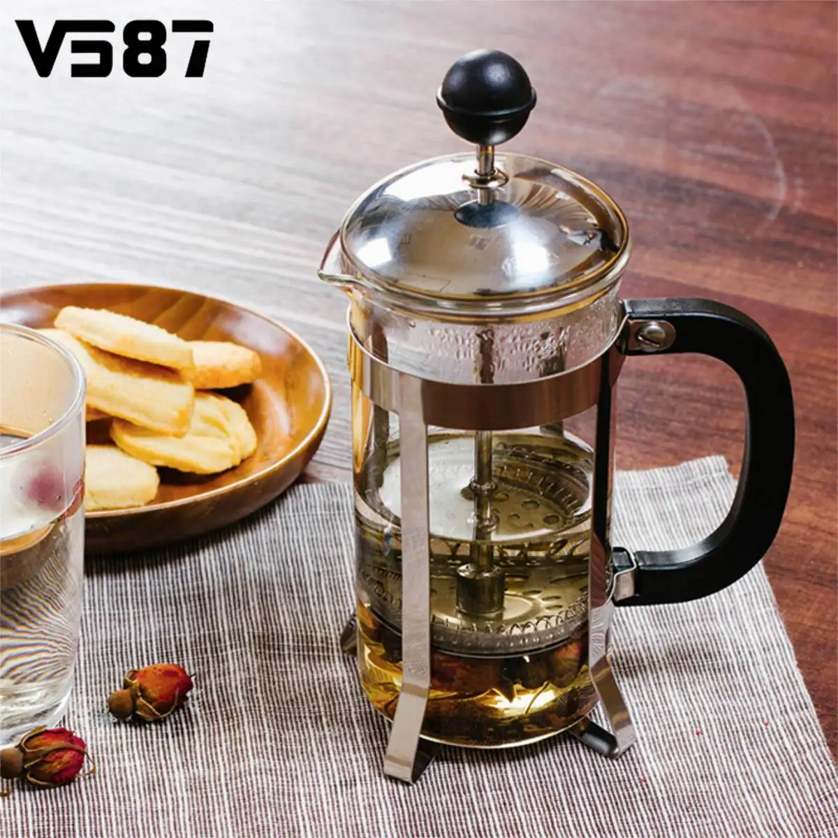 350ML Stainless Glass Coffee Tea Pot Water Kettle Cafetiere French