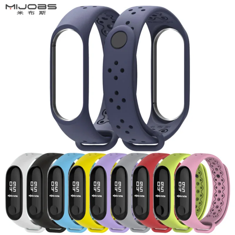 Спортивный ремешок Mijobs для Xiaomi Mi Band 3 силиконовый браслета аксессуары смарт