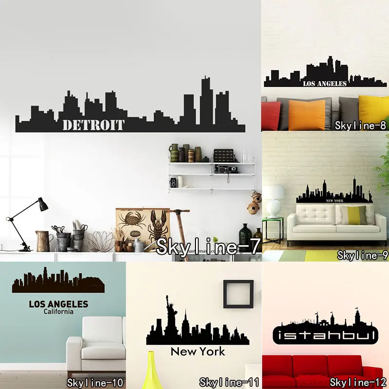 

Istanbul Landmarks New York Wall Sticker Skyline Wall Art City Building London Skyline Silhouette Moscow Vinyl Mural Decal