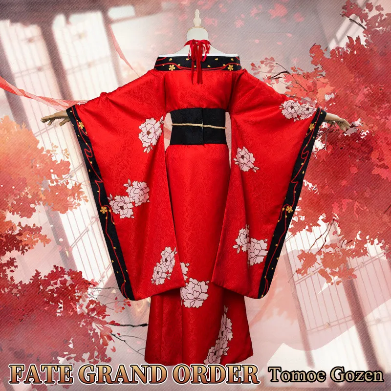 Аниме! Fate/Grand Order FGO Tomoe Gozen кимоно с эссенцией Униформа красное платье карнавальный