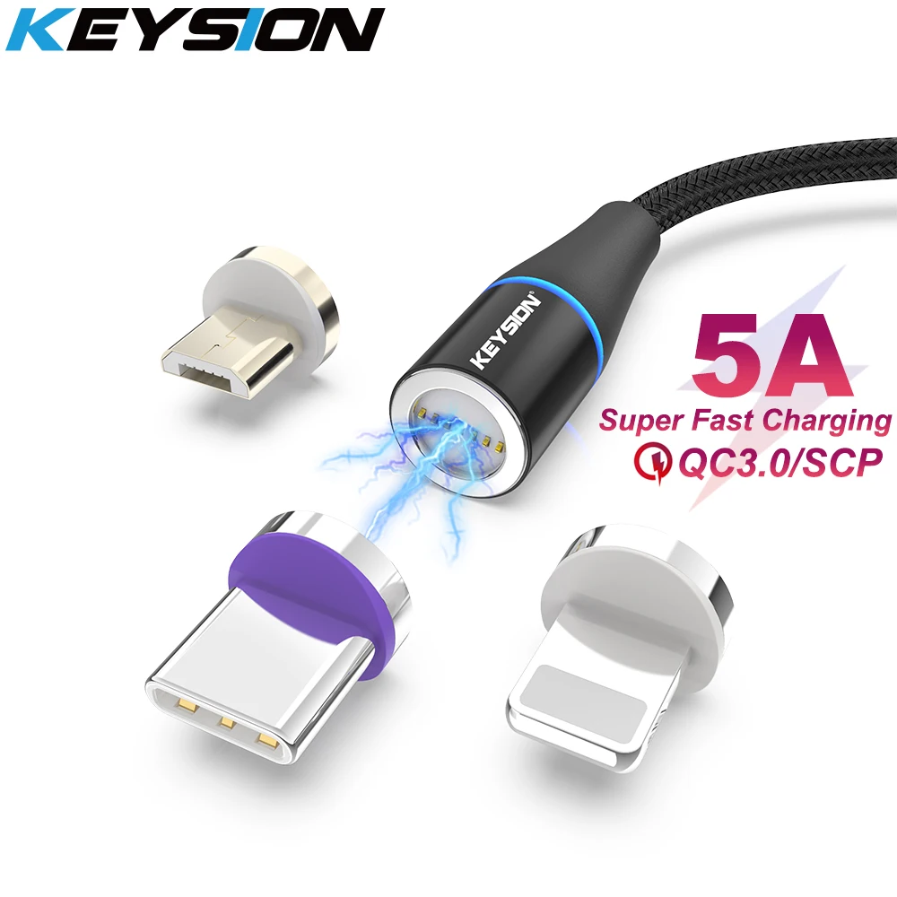 KEYSION 5A usb type-C супер быстрый зарядный Магнитный кабель для huawei P30 mate 20 Pro honor 20 10i USB C Магнитный зарядный провод для телефона