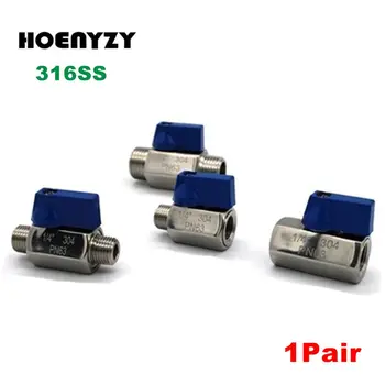 

1Pair High Quality 1/8 1/4 3/8 1/2 3/4 1 inch BSP Thread MINI Ball Valve Stainless Steel SS316 DN6 DN8 DN10 DN15 DN20 DN25