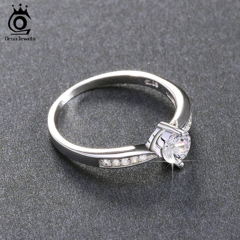 ORSA JEWELS Luxury Women Wedding Ring Lead & Nickel Free AAA CZ Shiny Rings 0.5 Carat Cubic Zircon For Female OR25