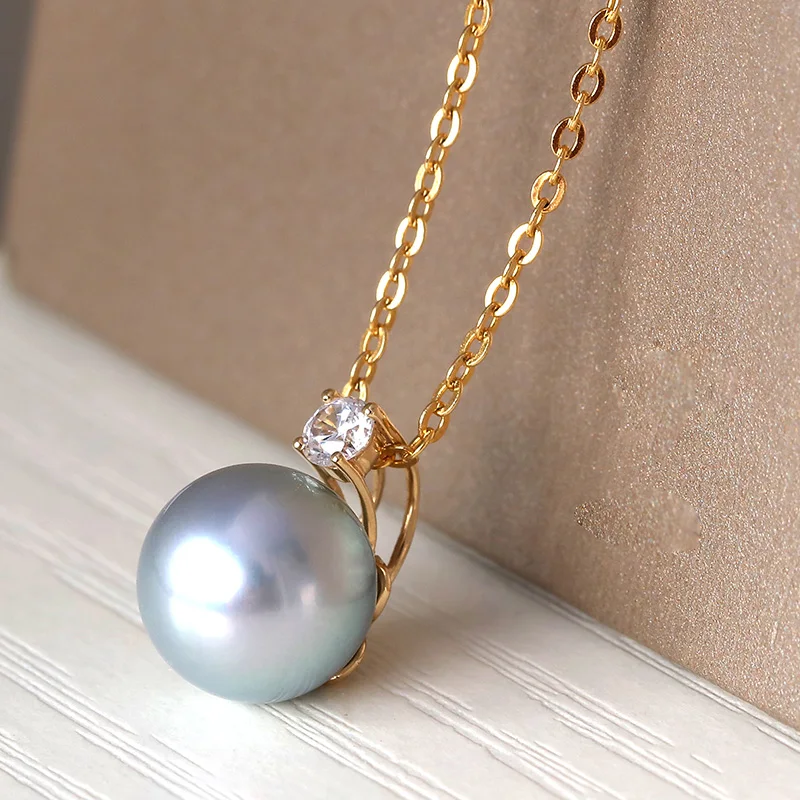 Ys 14k Solid Gold 8-9mm Silver Blue 