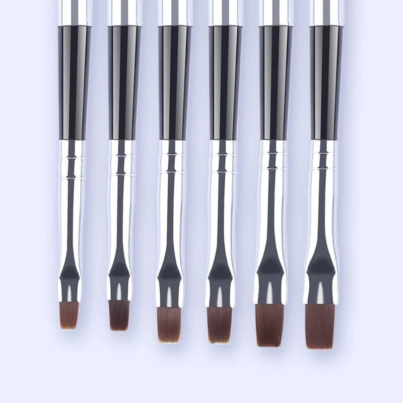 

UV Gel Nail Brushes Set 6Pcs with Detachable Cap Flat Head Painting Drawing Pen Nail Art Decoration Brush