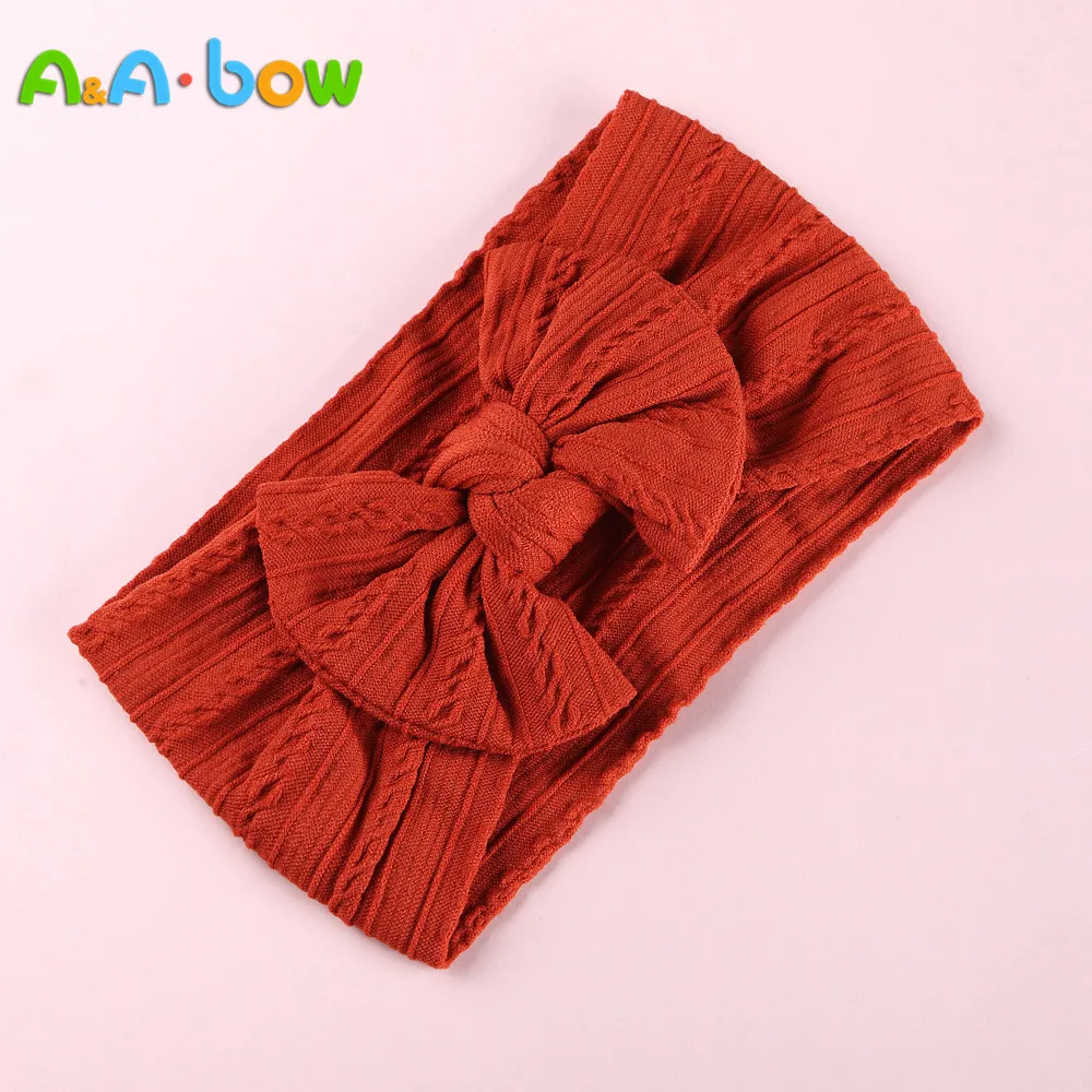 1pcs Cable Knit Nylon Bow Headwrap, One size fits all nylon headbands, wide nylon headbands, baby headbands, Knot bow headwear