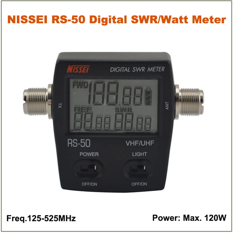 Цифровой измеритель мощности NISSEI RS 50 RS50 SWR/Watt Meter 125 525 мгц 120 вт разъем UHF/VHF M для