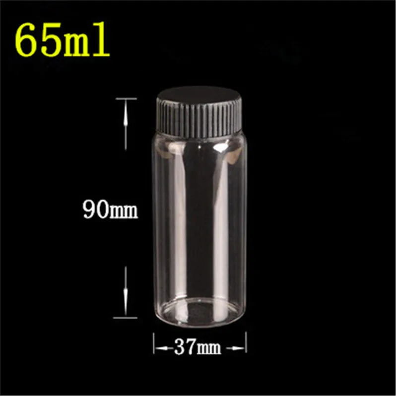 12 pcs 37x90x24 mm Screw Mouth Glass Bottles With Black Plastic Cap DIY 65 ml Empty Jars Multifunction Containers | Дом и сад