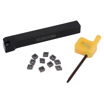 

1pc SCLCR1212H06 Boring Bar CNC Lathe Turning Tool Holder + 10pcs CCMT060204 VP15TF Carbide Inserts + Wrench for Machining