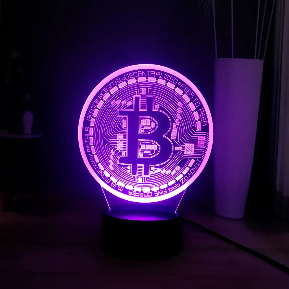 

Creative Currency Interesting Gift 3D LED 7 Color Change Bitcoin Bar Home DEC Atmosphere Table Night Lamp Best Gift For Friends