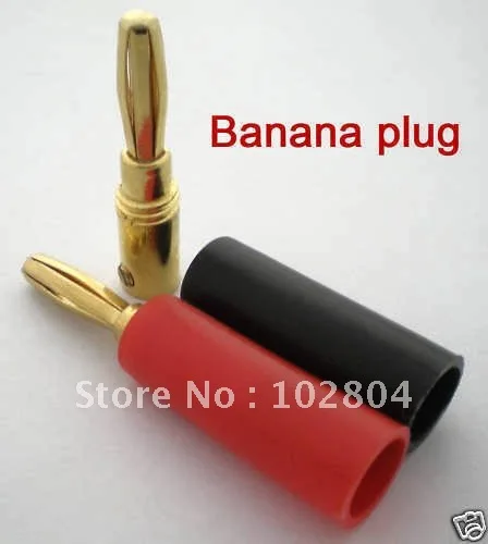 

Banana Plug Connector 47mm Red and Black Gold Plate 100 pcs per lot