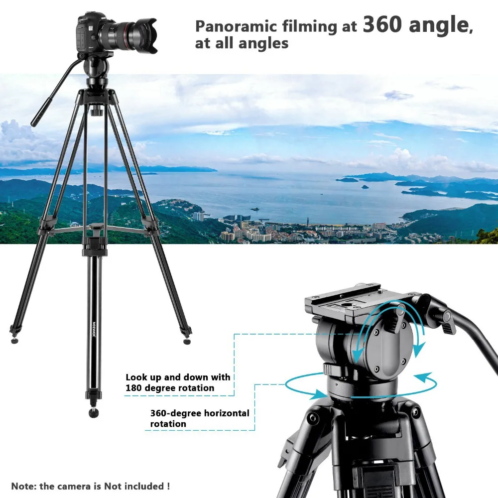  Neewer Professional 61 inches/155 cm Aluminum Alloy Video Camera Tripod 360 Degree Fluid Drag Head 