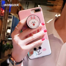 

IRONGEER Tide Phone Case Blu-ray Soft Cover Case for iPhone 6 6S plus 7 7plus 8 8plus X Air Bag Round Finger grip Stand Capa