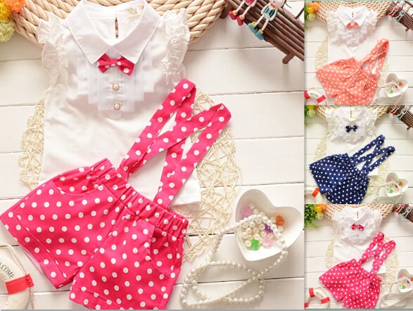 2016 fashion toddler baby girls summer clothing sets bow 2pcs girls
