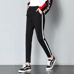 Для женщин 2018 г. модные брендовые Pantalon хип-хоп брюки Повседневное свободные Femme боковой полосой Разделение совместных пот Штаны женские