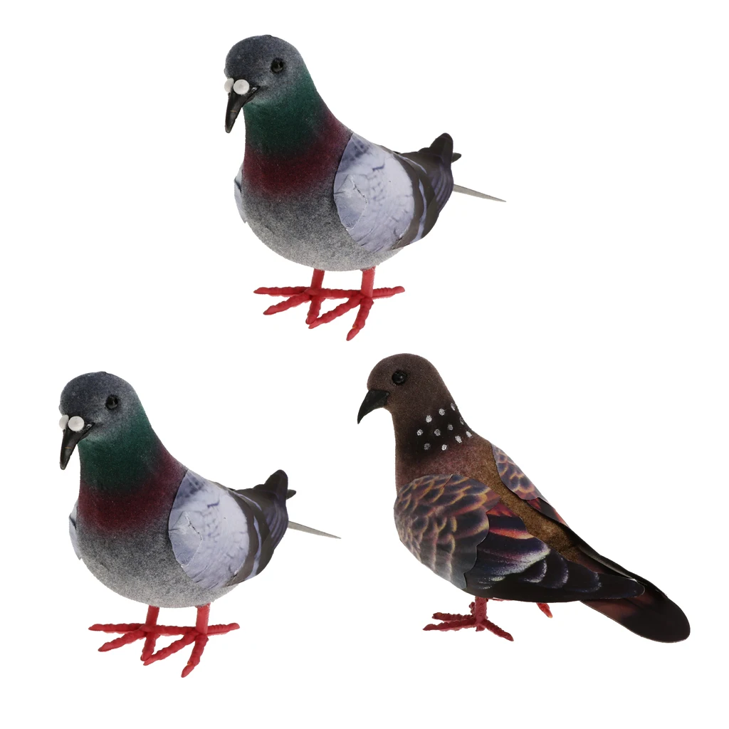 3pcs/set Vivid Birds Statue Artificial Foam Feather Random Color Doves Birds Craft Home Decor