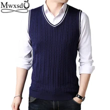 Mwxsd casual men's sleeveless pullovers Sweaters men slim fit V-neck warm sweater vest male Slim fit Knit waistcoat knitting 