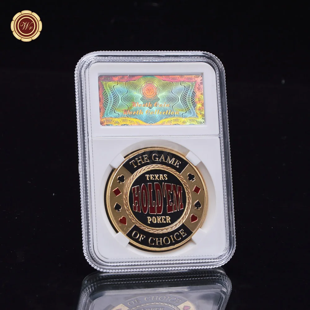 WR редкая покерная Золотая монета памятная монета бизнес подарок казино покерная монета карта защита с небольшой пластиковой коробкой как сувениры - Цвет: Coin 13