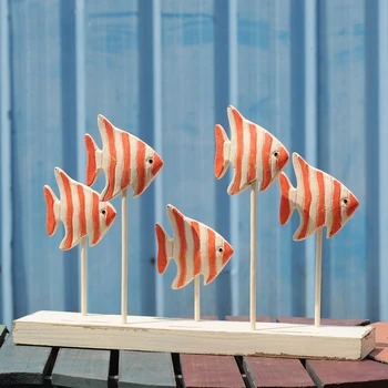 

A group of Fish Tropics Flat Fish 1PC Creative Red Blue Do the old Mediterranean Style Ornaments Home Decor Gifts Crafts