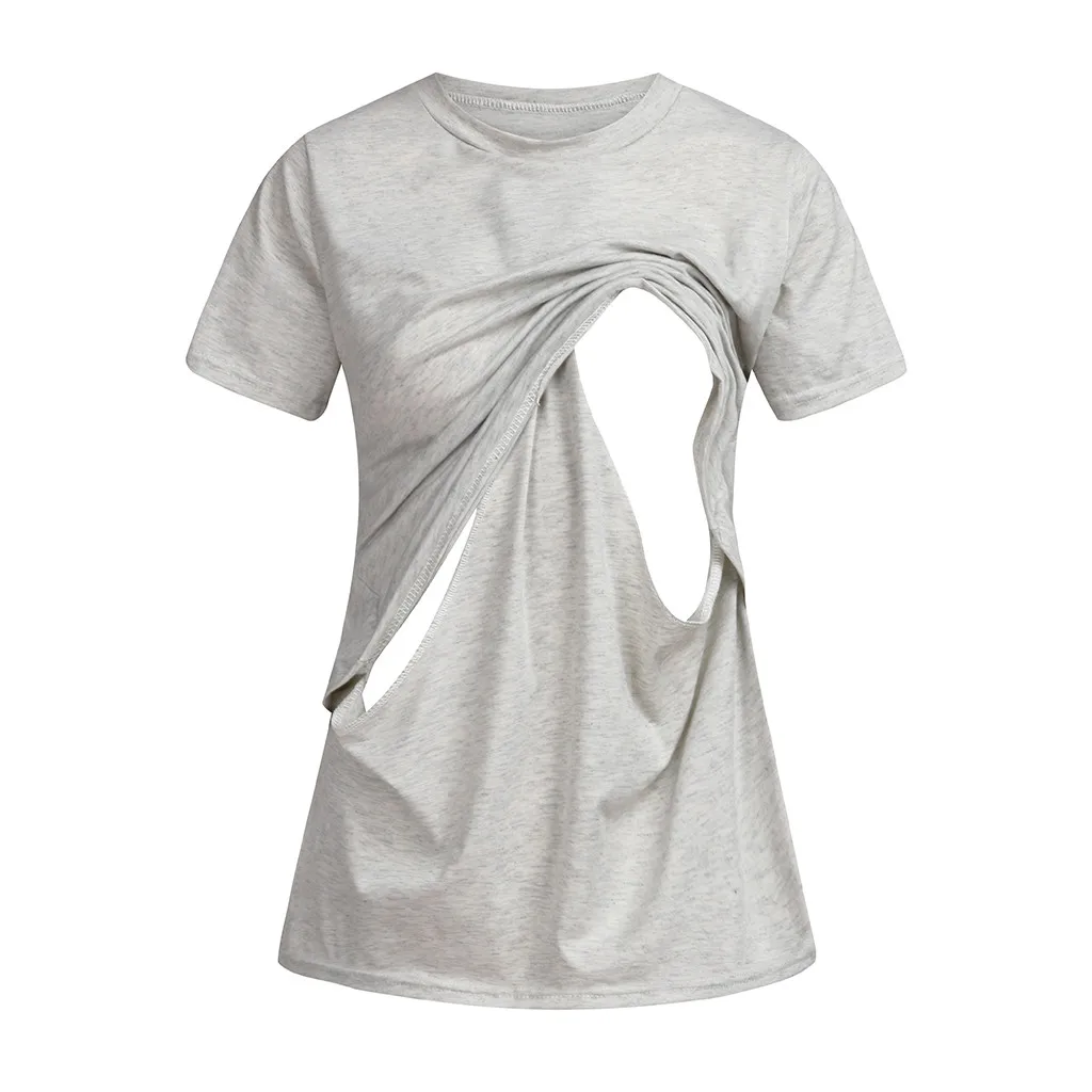 

Comfortable Maternity T-shirt Pregnant Women's Maternity Short Sleeve Solid Tops Top for Breastfeeding Ropa Embarazada Summer