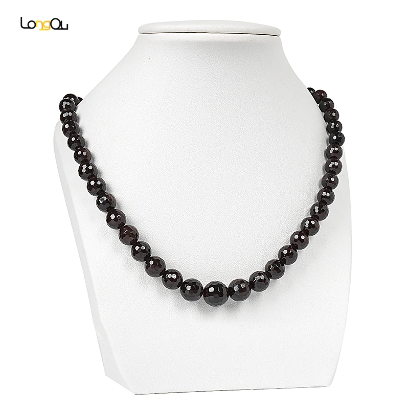 Natural pure black glossy bead necklace solemn mystery jewelry