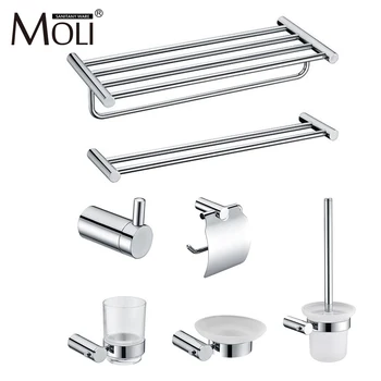

Mirror polish stainless steel bathroom accessories set towel bar shelf brush holder paper roll rack soap dish bath hardware sets