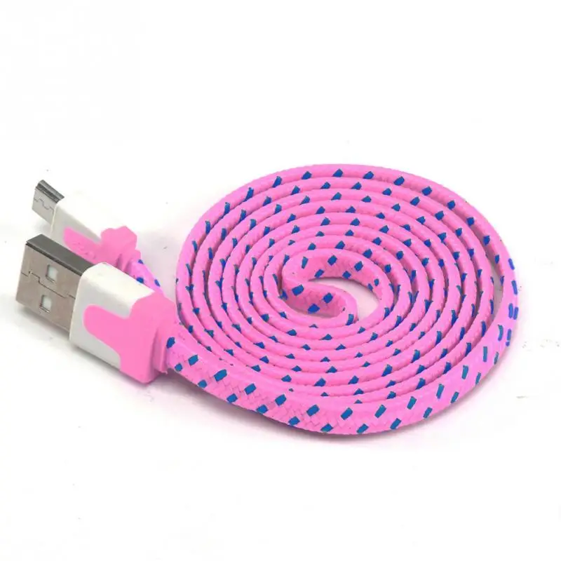 Дата кабель V8 Соединитель 3 фута веревка Micro USB зарядный кабель для синхронизации данных для мобильного телефона плоский провод кабель для зарядки 1 м/2 м/3 метра - Цвет: pink
