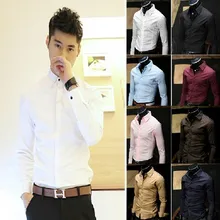 Сплошной цвет мужской рубашки модная мужская Узкая рубашка с длинными рукавами хлопковая рубашка Белый Черный Camisa Feminina Camiseta Masculina 20