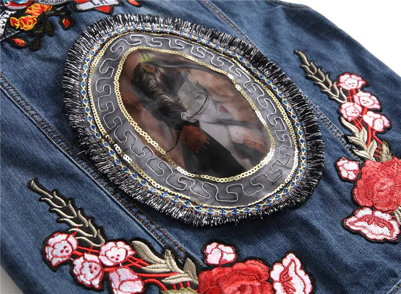 Newsosoo Fashion Men Denim Vest With Rose Flower Embroidery Patchwork Slim Jeans Waistcoat Male Sleeveless Jackets Size M-XXXL (5)