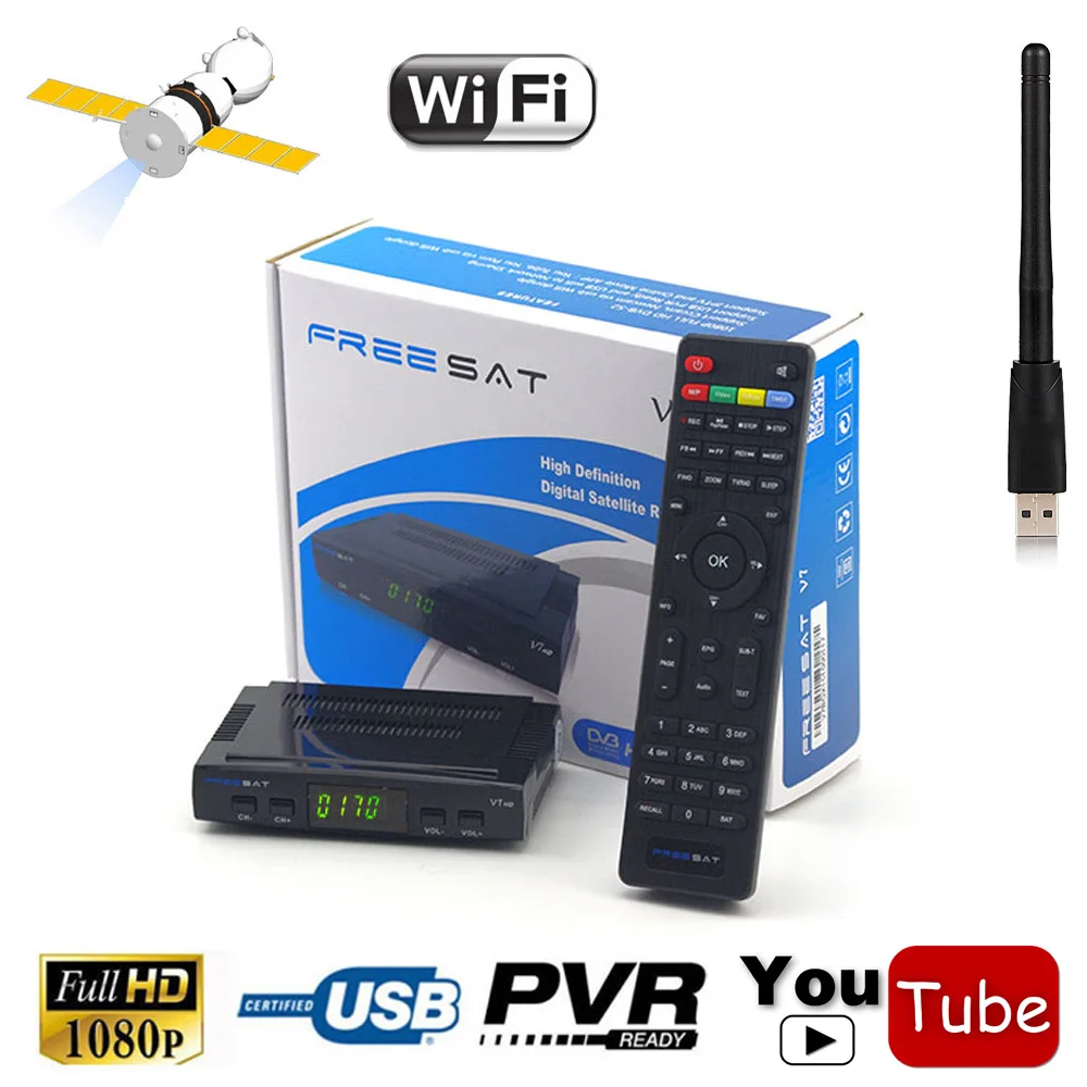 ФОТО [Genuine] Freesat V7 HD DVB-S2 Satellite Receiver AC3 Audio + USB WiFi IKS Cccam TV Box Auto Roll Power Vu Satellite Decoder