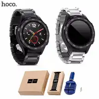 HOCO Silver Black 3 Beads Stainless Steel Strap for HUAWEI Smart Watch 2nd Watch Band for HUAWEI Watch 2 Sport Replacement Band