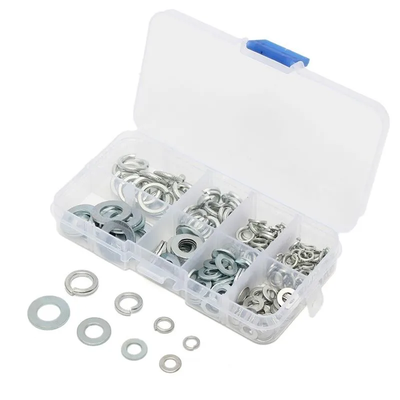 

200pcs Flat and Spring Washers Assortment Metal Plug Sealing Set