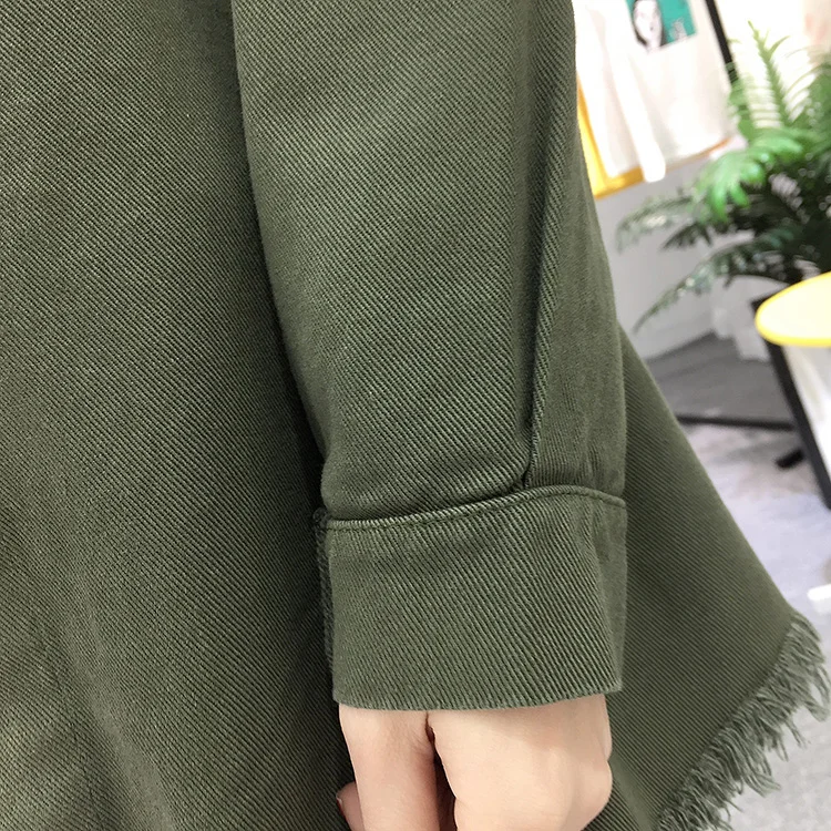 2018 Spring Autumn New Long Section Lapel Tassel Denim Jackets Women Loose Casual Long Sleeve Female'S Thin Basic Jacket Coats (26)