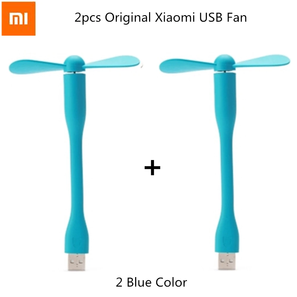 Xiaomi USB вентилятор+ USB светодиодный светильник Мини энергосберегающий довольно гибкий Регулируемый USB Вентилятор Кулер для внешнего аккумулятора - Цвет: 2 Blue Fan