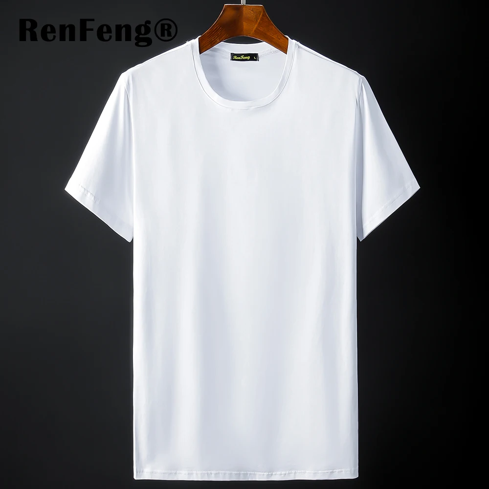 New Blank black Mercerized Cotton Short Sleeve Men's T-Shirt Underwear Round Collar Ice Silk Cool T-Shirt Slim Blusa Tops Summer (10)