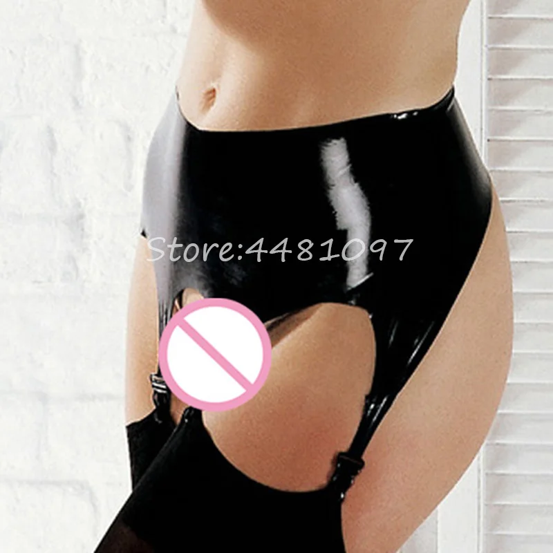 Женский сексуальный черный латексный резиновая подвязка Пояс для чулок с пояс с клипсами для чулок женское белье