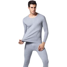 Зимние мужские кальсоны, Осеннее мягкое мужское термобелье, теплое тонкое однотонное хлопковое термобелье с круглым вырезом, комплекты топов+ штанов, домашняя одежда