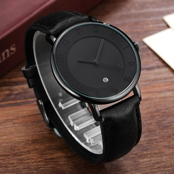 

Simple Minimalist Men Watch Creative Dial Leather Band Men Wrist Watch Sports Men's Quartz Watches Dress Wristwatch for Gift