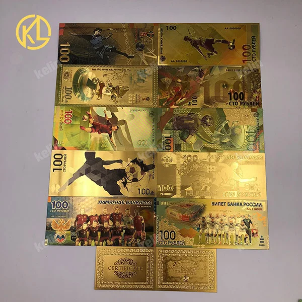 Водонепроницаемая Высококачественная Золотая банкнота для домашних животных с российским спортивным изображением для любителей футбола сувенирные подарки - Цвет: 10pcs-6