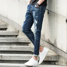 White Button Jeans Men Denim Blue Ripped Jeans Trousers 29-40 High Quality Cotton Mens Brand Dsel Jeans