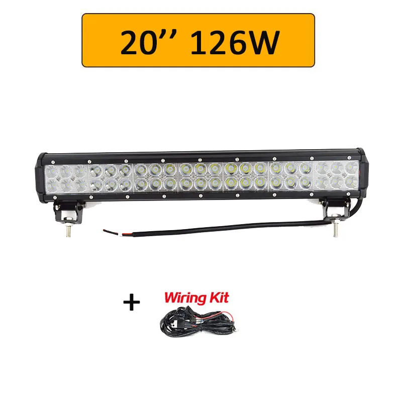 20in 126w wiring Auxtings 1" 22" 20 дюймов 12 в 24 В внедорожный светодиодный светильник, комбинированный точечный прожектор 2" 126 Вт светодиодный рабочий светильник для джипа автомобиля 4WD грузовика внедорожника ATV - Цвет: 20in 126w wiring