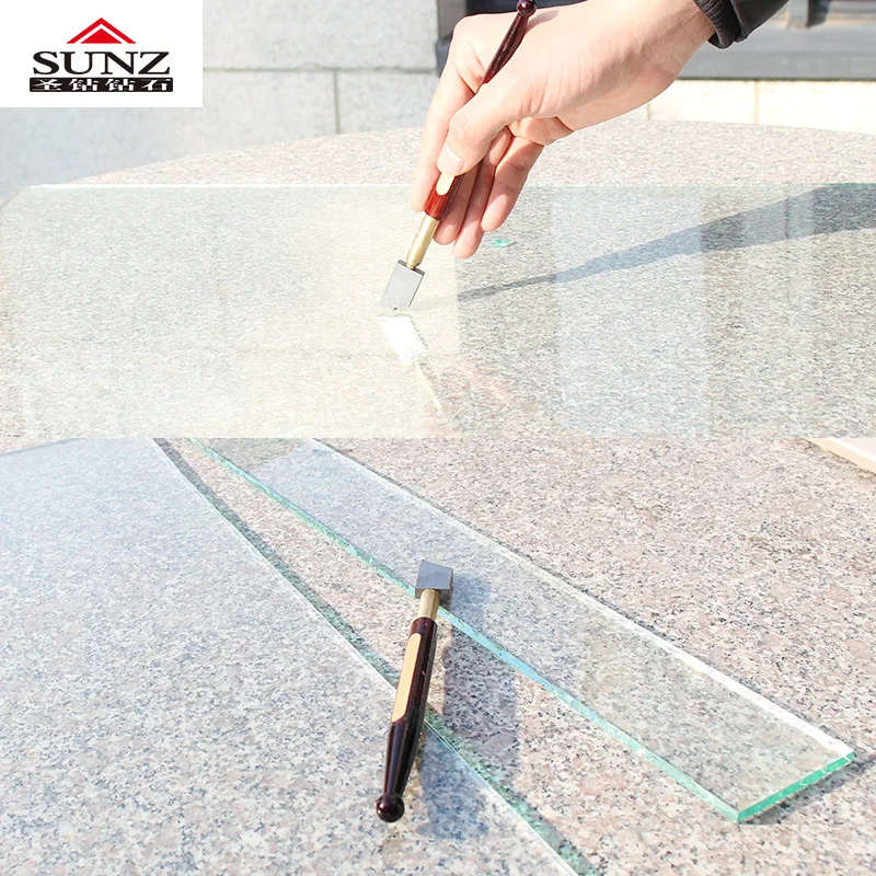 NEW  diamond  Glass cutter Portable Glass Cutter Diamond Tipped Glass Cutter Pencil Window Glass Craft Cutting Knife Wooden Hand 5