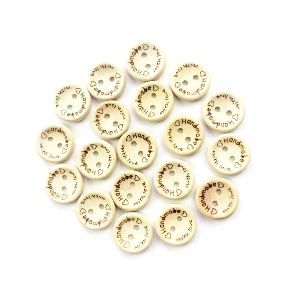 100Pcs DIY Handmade Tag Wooden Buttons For Clothing Decorative Buttons