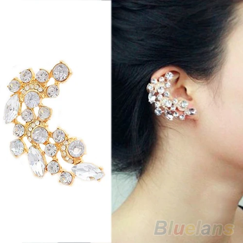 New Fashion Crescent Shape Rhinestone Right Ear Cuff Clip Golden New Fashion Crescent Shape Rhinestone Right Ear Cuff Clip Golden Earring Stud 08u1 In Earrings From Jewelry Accessories On Aliexpress Alibaba